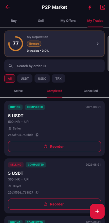 Marketplace: live buy and sell offers